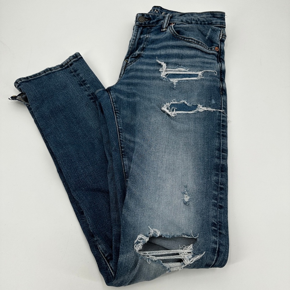 American Eagle‎ Airflex Athletic Skinny Jeans Mens 30x36 Distressed Denim